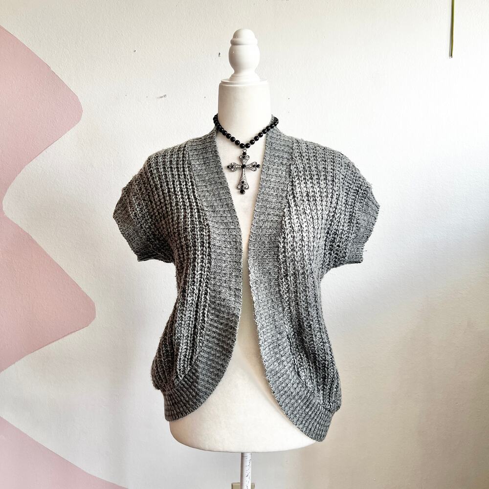 Vintage‎ Y2K Gray Knit Vest Preppy Grunge Minimalist Academia Retro Large